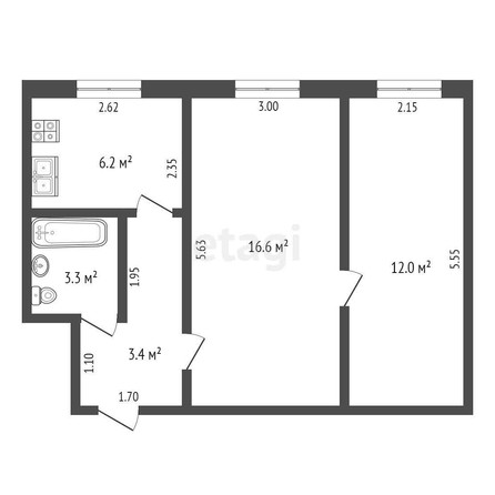 
   Продам 2-комнатную, 41.5 м², Тоннельная ул, 13

. Фото 2.