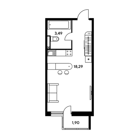 
   Продам студию, 24.31 м², Малина Парк, дом 2

. Фото 1.