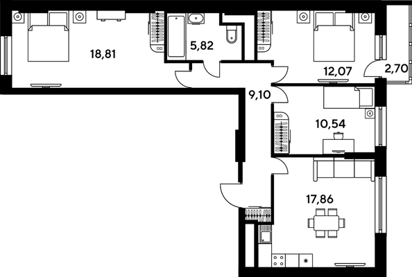 
   Продам 3-комнатную, 77.95 м², Малина Парк, дом 4

. Фото 1.