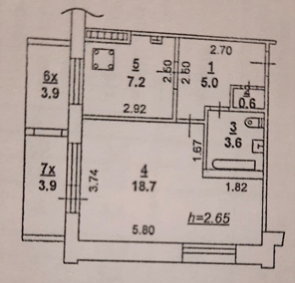 
   Продам 1-комнатную, 39.1 м², Украинская ул, 28/1

. Фото 7.