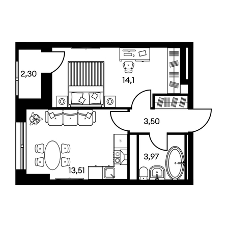 
  Продается 2-комн. квартира, 37.19 м², ЖК Культура, дом 2
. Фото 1.