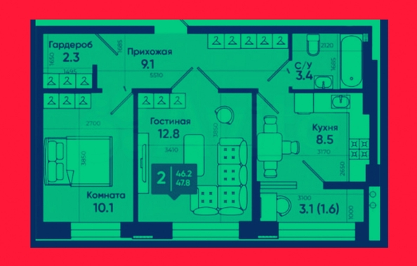 
   Продам 2-комнатную, 49 м², Олимпийское Кольцо ул, 36

. Фото 26.