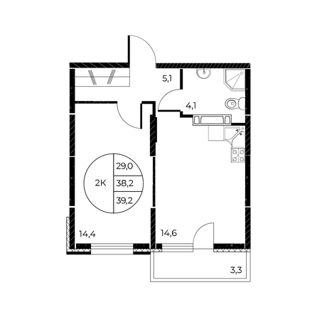 
  Продается 2-комн. квартира, 39.2 м², ЖК Панорама на Театральном, литера 1
. Фото 1.