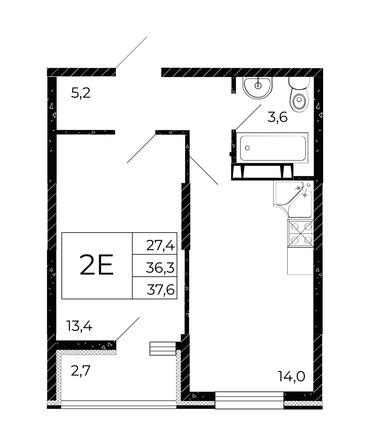 
  Продается 1-комн. квартира, 37.6 м², ЖК Флора, литера 2.1
. Фото 1.