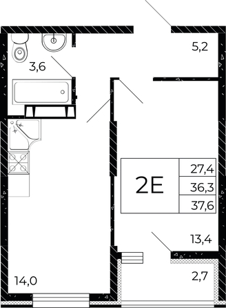 
  Продается 1-комн. квартира, 37.6 м², ЖК Флора, литера 2.1
. Фото 1.