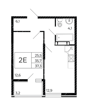 
  Продается 1-комн. квартира, 37.3 м², ЖК Флора, литера 3.1
. Фото 1.