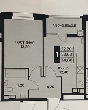 
   Продам 1-комнатную, 36 м², Берберовская ул, 15

. Фото 4.