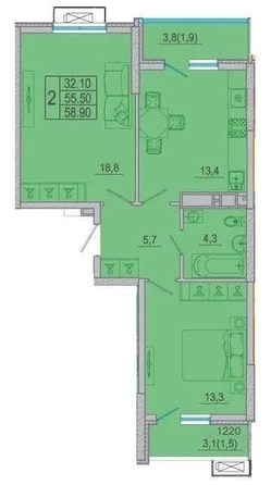 
  Продается 2-комн. квартира, 60 м², Жмайлова ул, д. 19а
. Фото 12.