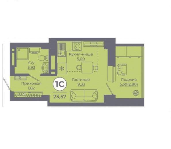 
  Продается студия, 23.9 м², Солженицына пр-кт, д. 15
. Фото 3.