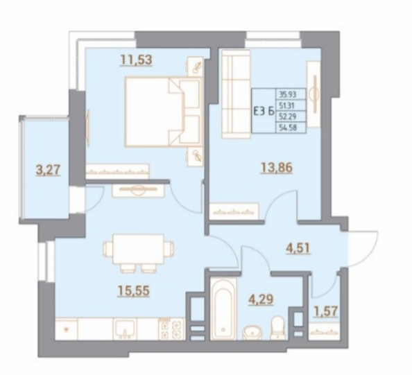 
  Продается 3-комн. квартира, 55 м², Тибетская ул, д. 1В
. Фото 1.