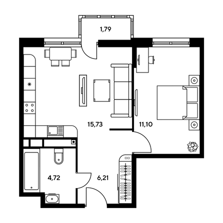 
  Продается 2-комн. квартира, 38.68 м², ЖК Гринсайд, 5.1-5.5
. Фото 1.