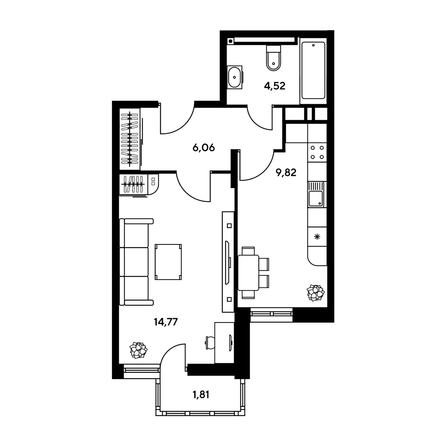 
  Продается 1-комн. квартира, 36.59 м², ЖК Гринсайд, 5.1-5.5
. Фото 1.