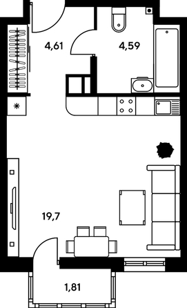 
  Продается студия, 30.55 м², ЖК Гринсайд, 5.1-5.5
. Фото 1.