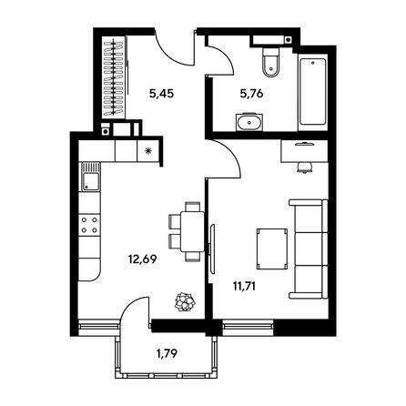 
  Продается 2-комн. квартира, 43.96 м², ЖК Гринсайд, 5.1-5.5
. Фото 1.