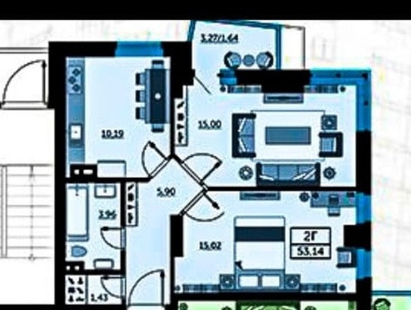 
  Продается 2-комн. квартира, 54 м², Ларина ул, д. 45
. Фото 12.