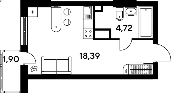 
  Продается студия, 24.73 м², ЖК Малина Парк, дом 4
. Фото 1.