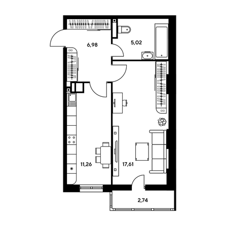 
  Продается 1-комн. квартира, 31 м², ЖК Гринсайд, 4.1-4.3
. Фото 1.