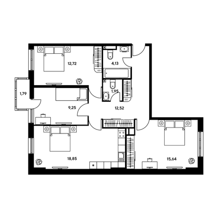 
  Продается 3-комн. квартира, 74.2 м², ЖК Гринсайд, 4.1-4.3
. Фото 1.