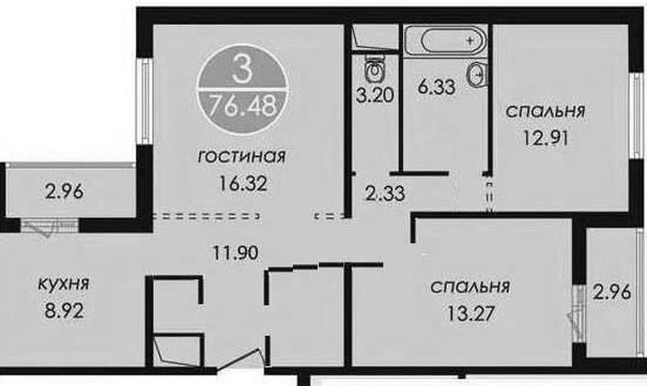 
   Продам 3-комнатную, 76.5 м², Суздальский пер, 17

. Фото 3.