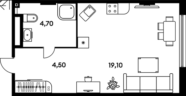 
  Продается 1-комн. квартира, 28.5 м², ЖК Гринсайд, 5.1-5.5
. Фото 1.
