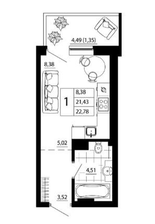 
  Продается студия, 24 м², 26-я линия ул, д. 35
. Фото 10.
