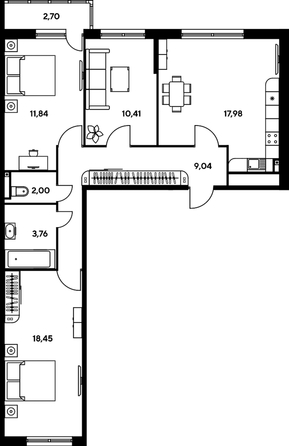 
  Продается 3-комн. квартира, 78.39 м², ЖК Малина Парк, дом 2
. Фото 1.