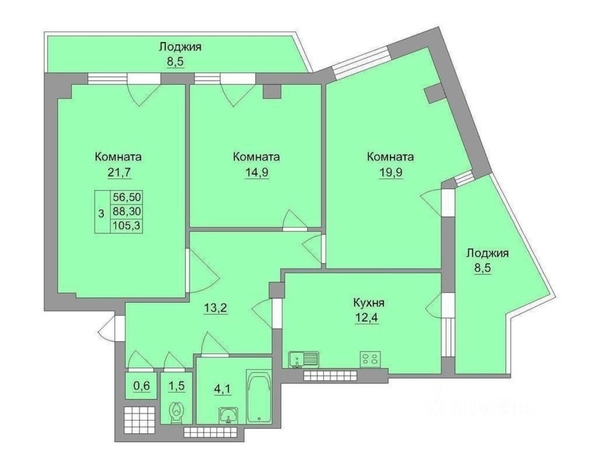 
  Продается 3-комн. квартира, 105 м², Крупской ул, д. 82/4
. Фото 14.