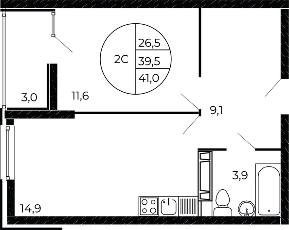 
  Продается 2-комн. квартира, 40.15 м², ЖК Флора, литера 1.2
. Фото 1.