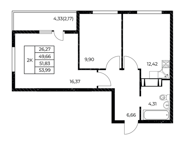 
  Продается 2-комн. квартира, 53.99 м², ЖК Звезда Столицы 2
. Фото 1.