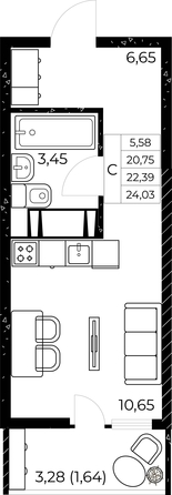 
  Продается студия, 24.03 м², ЖК Звезда Столицы 2
. Фото 2.