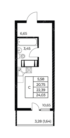 
  Продается студия, 24.03 м², ЖК Звезда Столицы 2
. Фото 1.