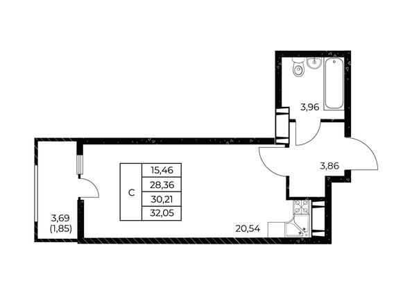 
  Продается студия 32.05 м², в ЖК Звезда Столицы 2. Фото 3.