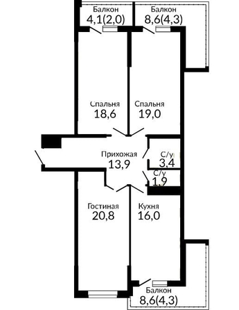 
  Продается 3-комн. квартира, 93.5 м², Шеболдаева ул, д. 95
. Фото 19.