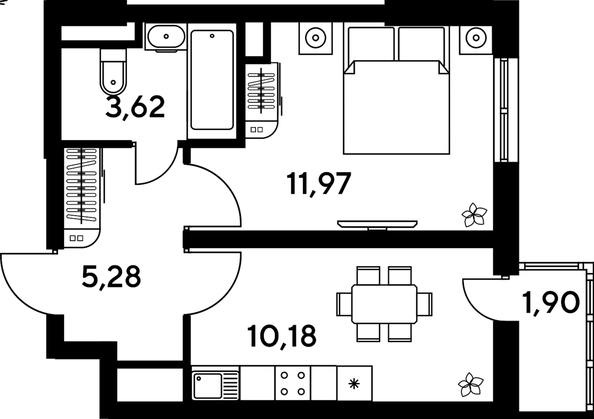 
  Продается 1-комн. квартира, 32.84 м², ЖК Малина Парк, дом 4
. Фото 1.