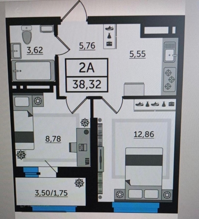 
  Продается 2-комн. квартира, 38.32 м², Тибетская ул, д. 1в
. Фото 1.
