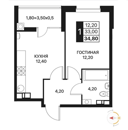 
  Продается 1-комн. квартира, 36 м², Берберовская ул, д. 15
. Фото 14.