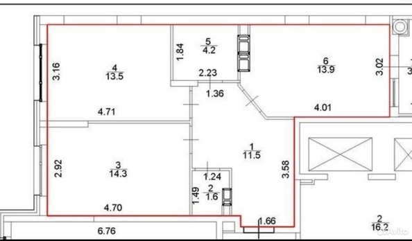 
  Продается 2-комн. квартира, 61 м², Берберовская ул, д. 19
. Фото 10.