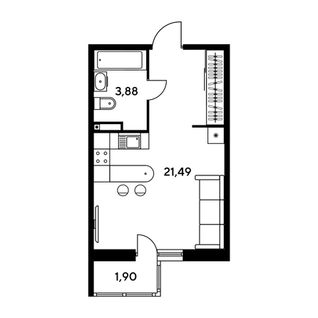 
  Продается студия, 27.2 м², ЖК Малина Парк, дом 1
. Фото 1.