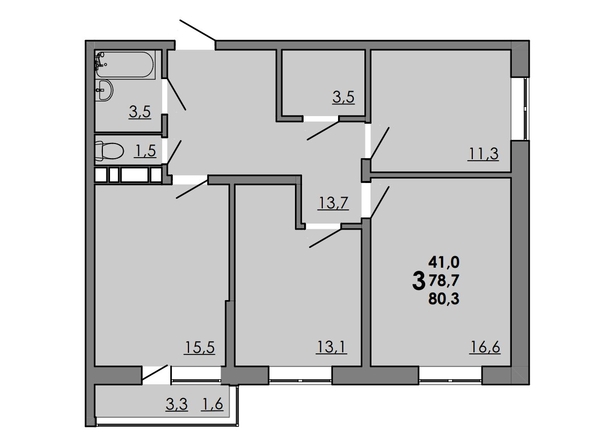 
  Продается 3-комн. квартира, 80.15 м², ЖК Gray (Грэй), кв-л 11-2
. Фото 1.