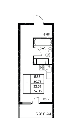 
  Продается студия, 24.03 м², ЖК Звезда Столицы 2
. Фото 1.