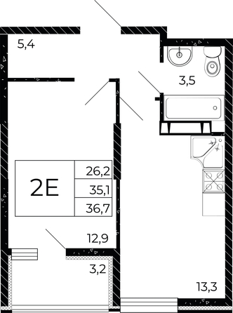 
  Продается 1-комн. квартира, 36.7 м², ЖК Флора, литера 2.2
. Фото 1.