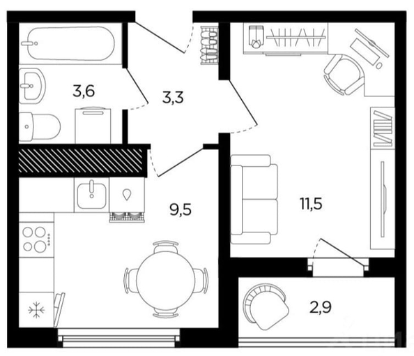 
  Продается 1-комн. квартира, 30.8 м², Еременко ул, д. 100/2
. Фото 22.