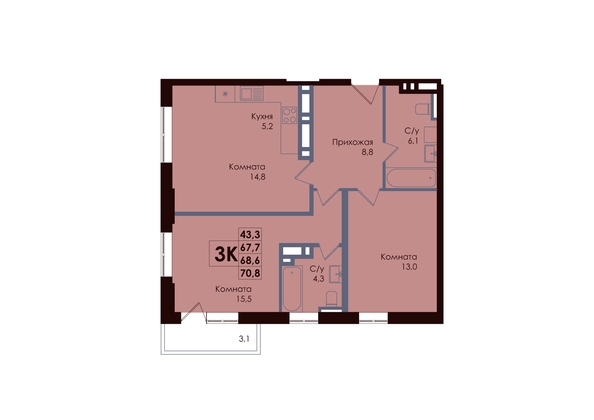 
  Продается 3-комн. квартира, 68.6 м², ЖК ACADEMIA (Академия)
. Фото 1.