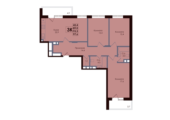 
  Продается 3-комн. квартира, 93.3 м², ЖК ACADEMIA (Академия)
. Фото 1.