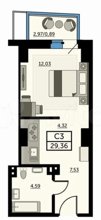 
  Продается студия, 29 м², 23-я линия ул, д. 54
. Фото 6.