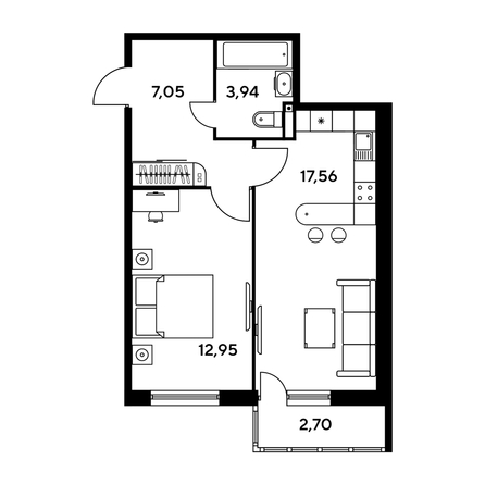 
  Продается 2-комн. квартира, 45.8 м², ЖК Малина Парк, дом 1
. Фото 1.