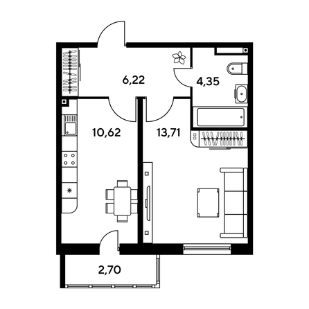 
  Продается 1-комн. квартира, 38.2 м², ЖК Малина Парк, дом 1
. Фото 1.