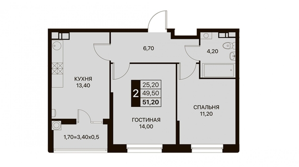 
  Продается 2-комн. квартира, 51.2 м², Берберовская ул, д. 15
. Фото 14.