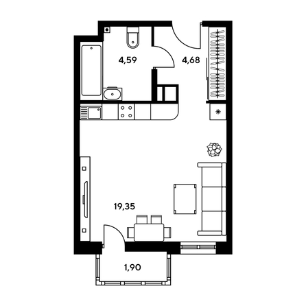 
  Продается студия, 30.29 м², ЖК Гринсайд, 5.1-5.5
. Фото 1.