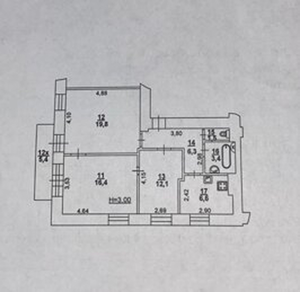 
  Продается 3-комн. квартира, 71 м², Пушкинская ул, д. 101
. Фото 14.